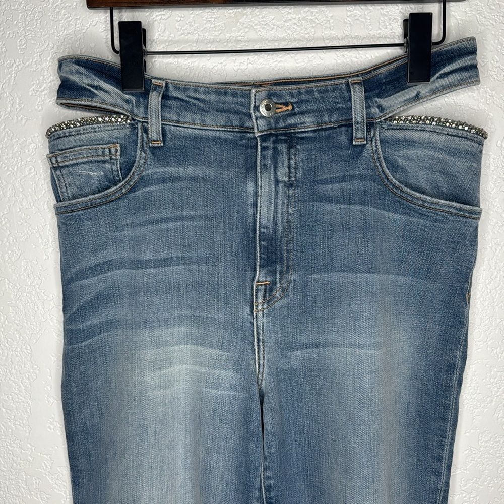 NWT Jonathan SIMKHAI Amelia Straight Leg Denim Jeans Size 31 Embellished - Picture 4 of 15
